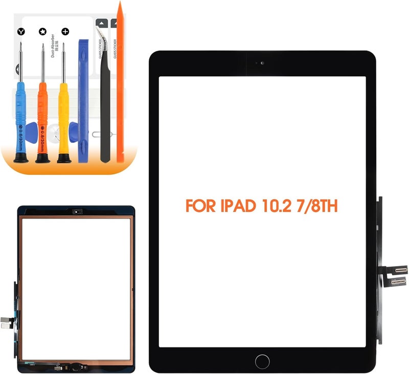 AGCUT for iPad 7th/8th Generation Screen Replacement for iPad 10.2 A2270 A2428 A2197 A2200 Screen Replacement for iPad 8 Digitizer Touch Glass Sensor Black+Home Button+Installation Video - Image 1